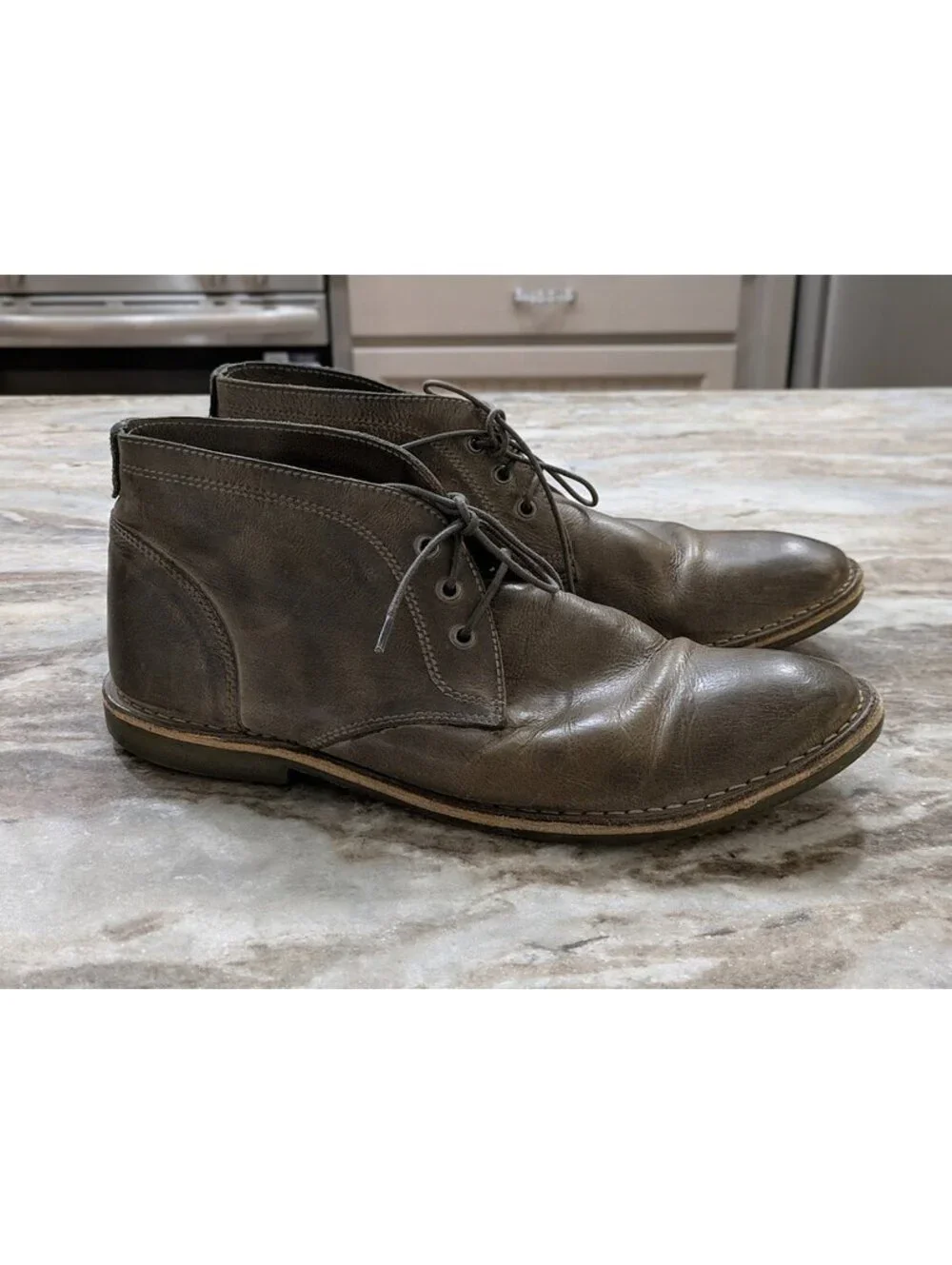 Franco Fortini Hudson Grey Leather Boots 10.5 Vintage Distressed